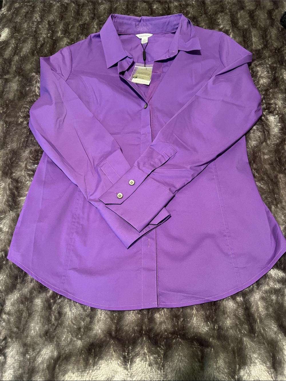 Calvin Klein Vibrant Purple Women's Button-Down Shirt, size M